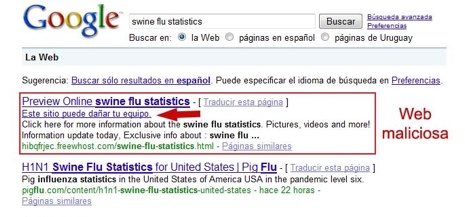 Resultados malignos en búsquedas relacionadas a la influenza porcina 3 influgoogl.jpg