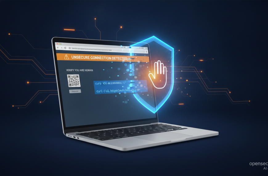 Navegador que avisa de un comando sospechoso copiado en un ataque ClickFix