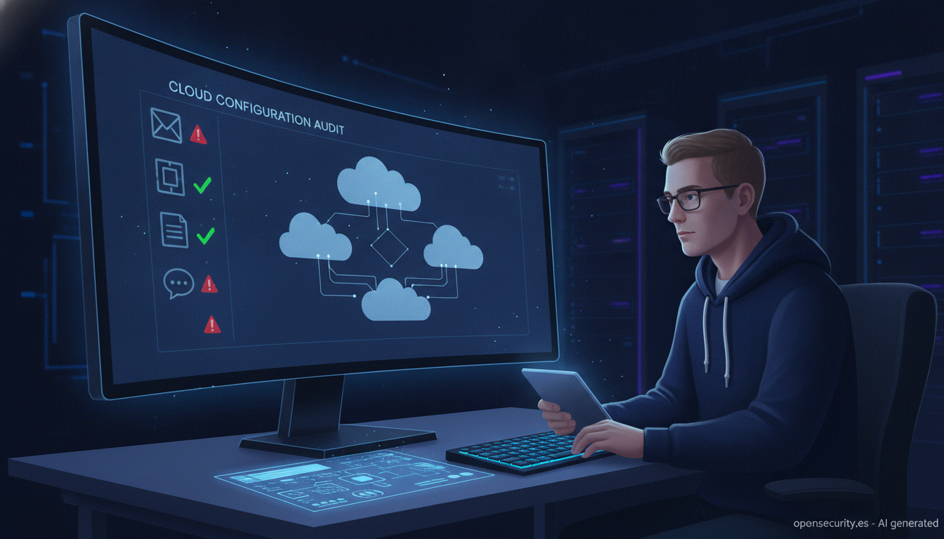 Analista revisando un informe de auditoría de configuración de servicios en la nube