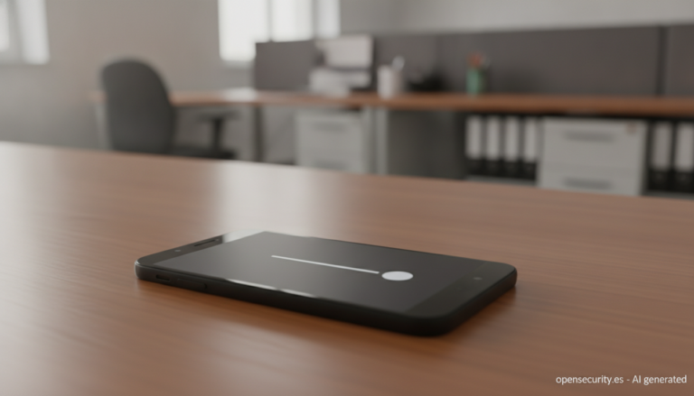 Smartphone sobre una mesa de despacho con la pantalla de apagado